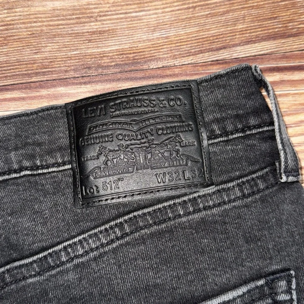 Levis 512 Distressed Jeans Mens Size 32x32 Black Faded Cotton Blend Stretch